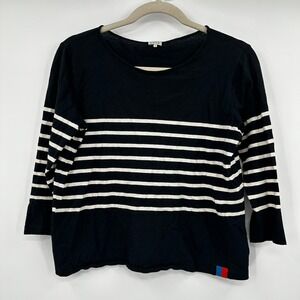 KULE Striped Long Sleeve Crewneck Top Black White Cotton Size Small